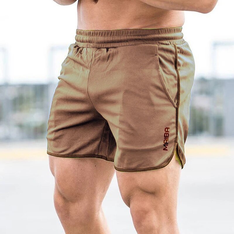 New Men Fitness Bodybuilding Shorts Man Summer Gyms Workout Male Breathable Mesh Quick Dry Sportswear Jogger Beach Short Pants