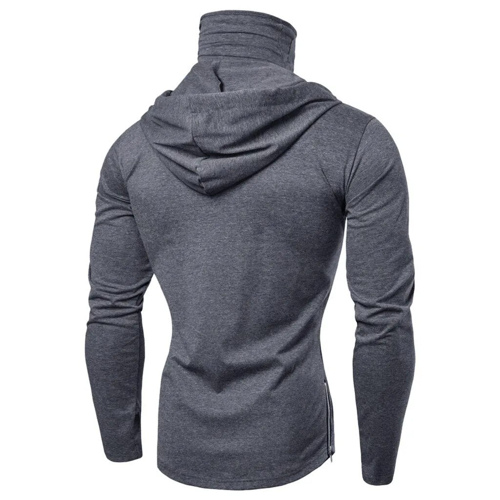 2023 New Men Solid Black Gray Hoodie Long Sleeve Hooded Sweatshirt For Man Sports Fitness Gym Running Casual Pullover Tops