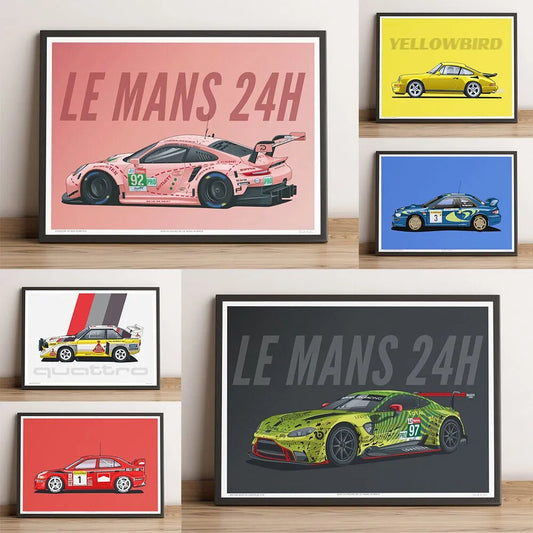 917 24 Hours Of Le Mans Classic Racing Car 911 Color Poster Print Canvas Painting Home Decor Wall Art Picture For Living Room