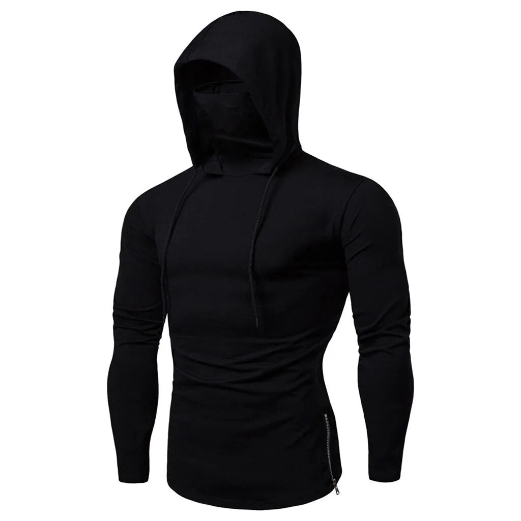 2023 New Men Solid Black Gray Hoodie Long Sleeve Hooded Sweatshirt For Man Sports Fitness Gym Running Casual Pullover Tops