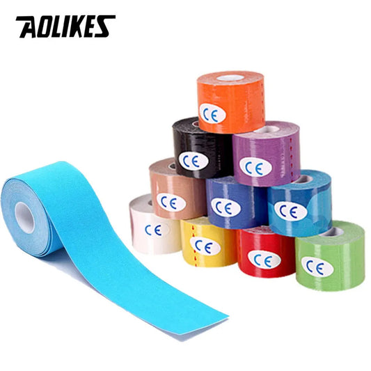AOLIKES 2 Size Kinesiology Tape Breathable Waterproof Athletic Recovery Sports Tape Fitness Tennis Knee Muscle Pain Relief
