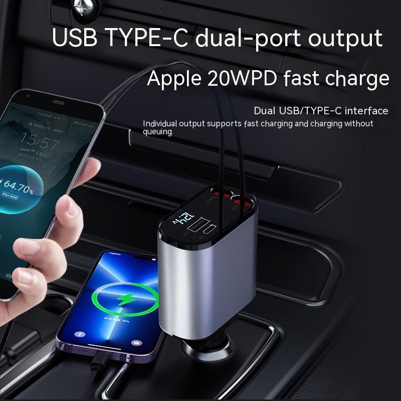 Metal Car Charger 100W USB And TYPE-C